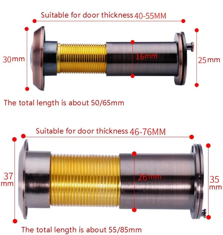 2-Pack Wide-Angle Security Door Viewer - 200 Degree Hd Glass Lens Anti-Tiny Gold