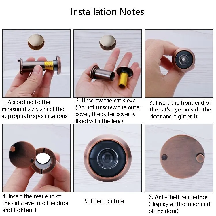 2-Pack Wide-Angle Security Door Viewer - 200 Degree Hd Glass Lens Anti-Tiny Red Bronze
