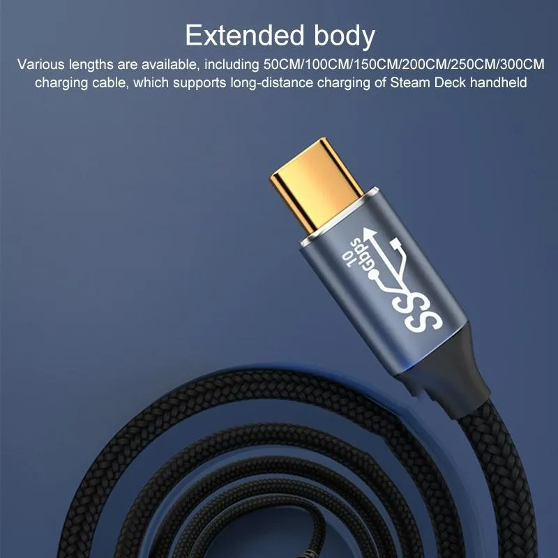 2M Usb-C To Usb-C Stereo Curved Data Cable For Steam Deck Gen2 - 100W