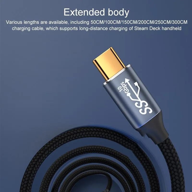 3M Usb-C To Usb-C Stereo Curved Data Cable For Steam Deck Gen2 - 100W