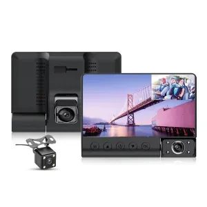 4 Inch Car Rearview Mirror Hd 1080p Three Recording Driving Recorder Dvr Supports Motion Detection / Loop Recording