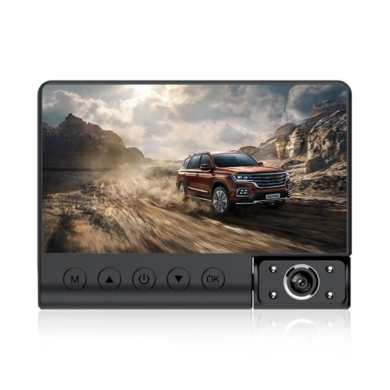 4 Inch Car Rearview Mirror Hd 1080p Three Recording Driving Recorder Dvr Supports Motion Detection / Loop Recording