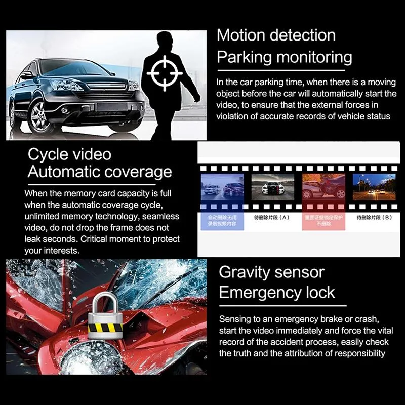 4 Inch Car Rearview Mirror Hd 1080p Three Recording Driving Recorder Dvr Supports Motion Detection / Loop Recording