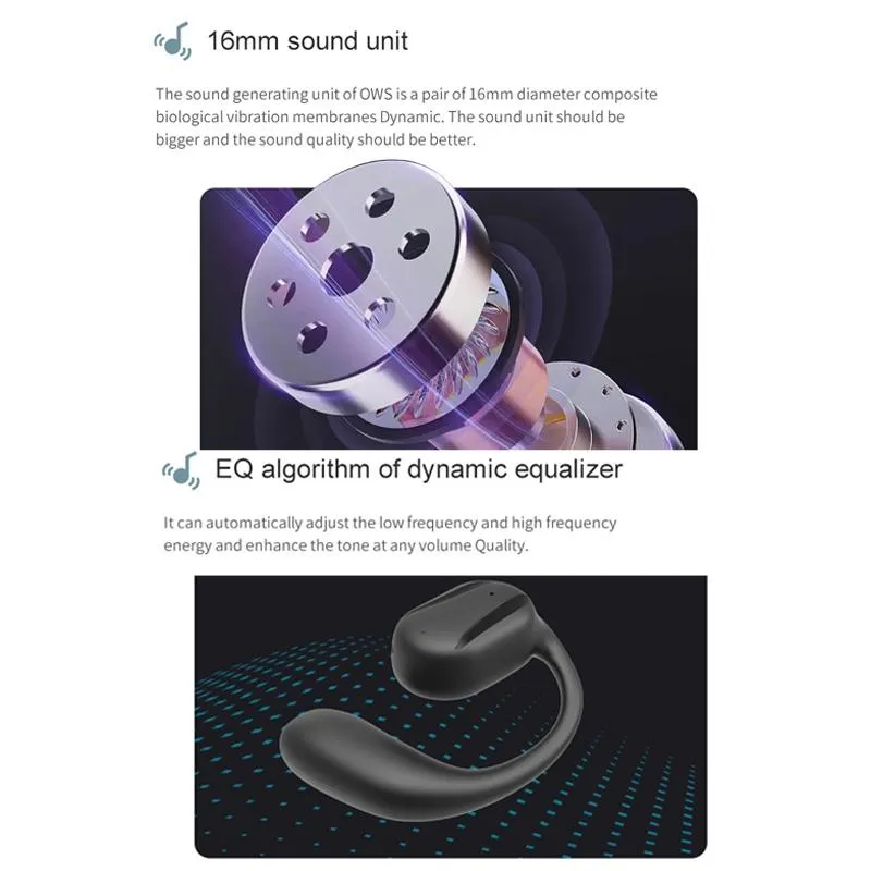 Black Yj77 Bluetooth 5.2 Ear-mounted Bone Conduction Headset for Left Ear