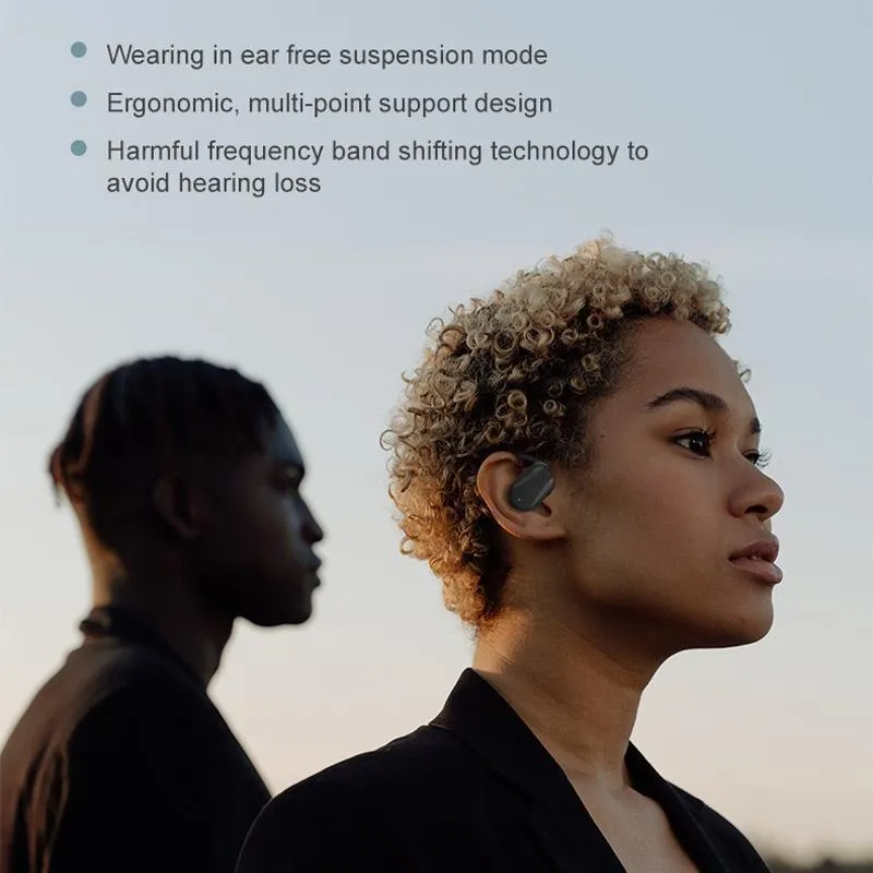 Black Yj77 Bluetooth 5.2 Ear-mounted Bone Conduction Headset for Left Ear