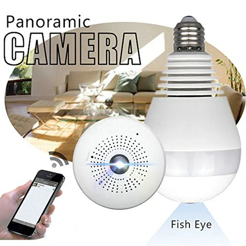 Bulb Light Wireless IP Camera Wi-fi FishEye 1080P 360 degree Mini CCTV VR Camera 2.0MP Home Security V380 WiFi Camera Panoramic